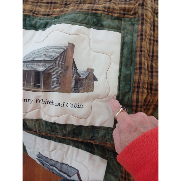 Great Smoky Mountains landmark quilt cabin church patchwork Tennessee coverlet - Picture 14 of 14